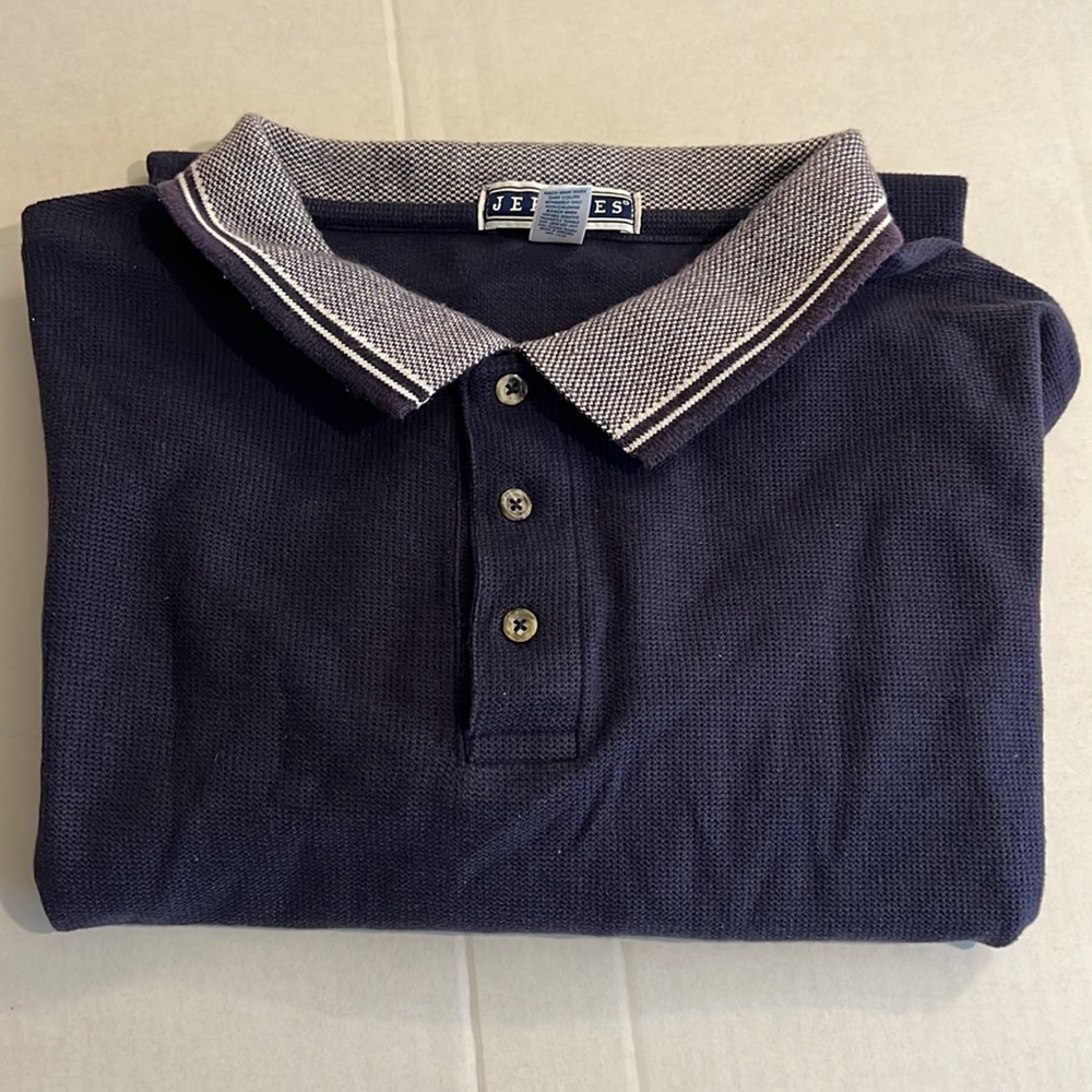 Jerzees Navy Polo Shirt with Gray Accents